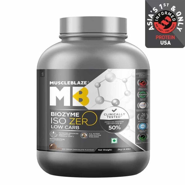 MuscleBlaze Biozyme Iso-Zero, 2 kg (4.4 lb), Low Carb Ice Cream Chocolate ( FREE DELIVERY )