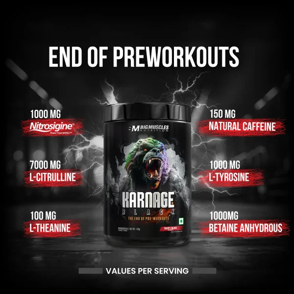 Big muscle Karnage Black pre workout 420gm ( FREE DELIVERY )